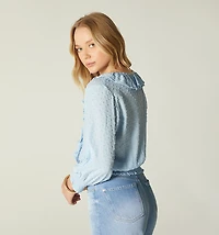 Three-quarter sleeve blouse with sash