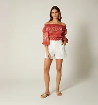 OFF-THE-SHOULDER BLOUSE WITH THREE-QUARTER SLEEVE
