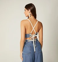 WOMEN'S STRAP BLOUSE WITH EYELET CORD
