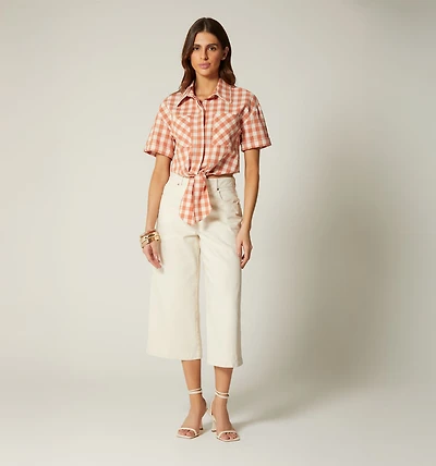 SHORT SLEEVE BLOUSE WITH KNOT