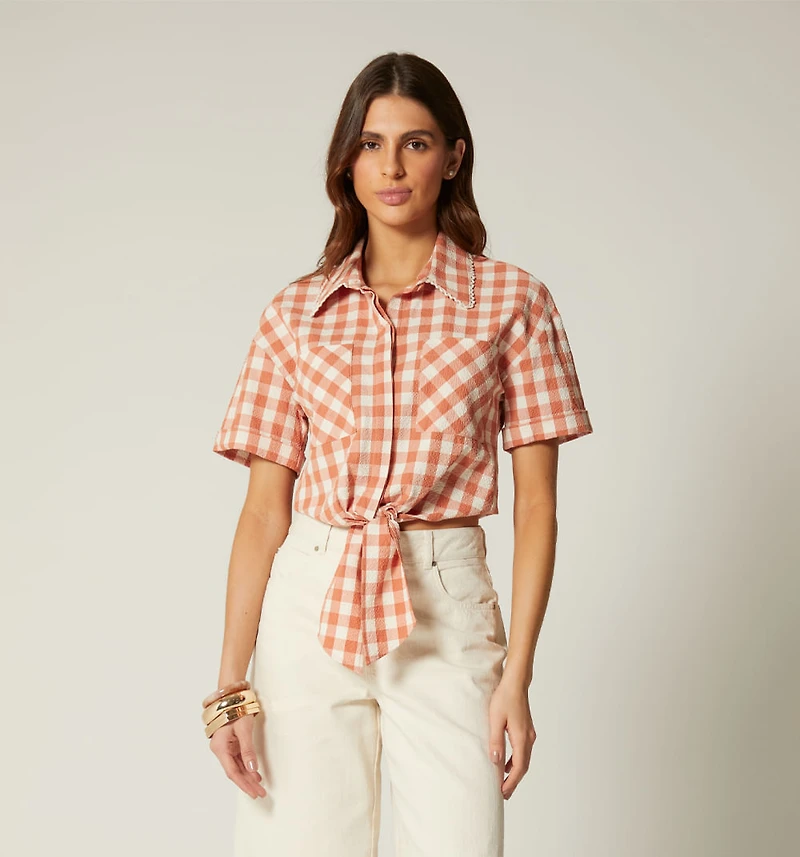 SHORT SLEEVE BLOUSE WITH KNOT