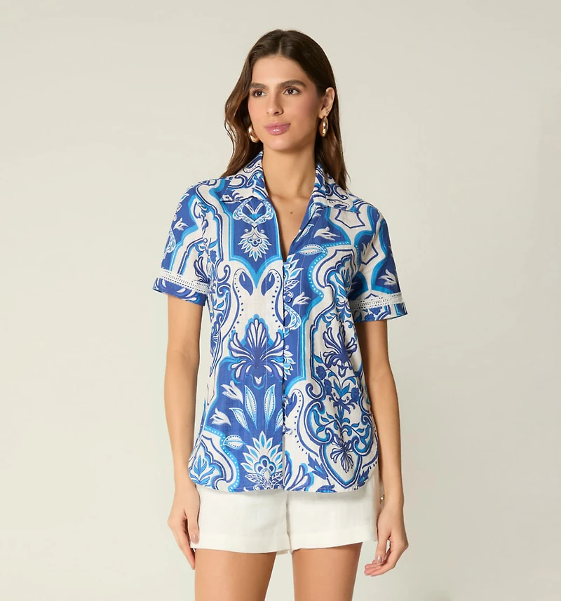 SHORT SLEEVE BLOUSE WITH BELT