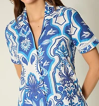 SHORT SLEEVE BLOUSE WITH BELT