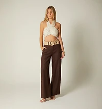HALTER NECK TIE CROP TOP