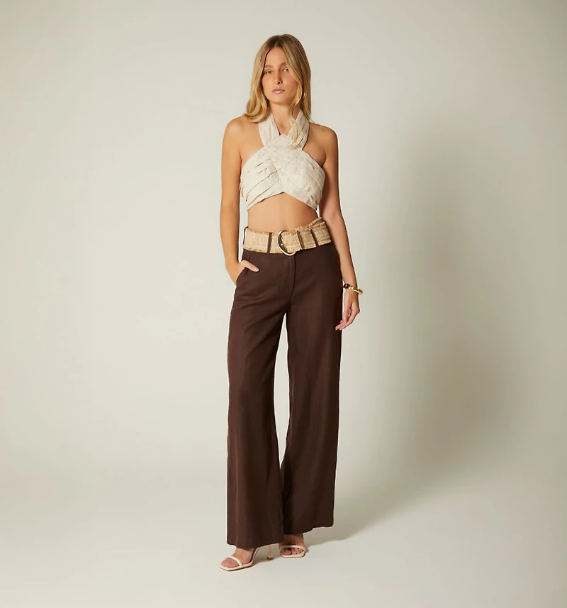 HALTER NECK TIE CROP TOP