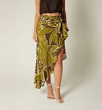 WRAP SKIRT WITH RUFFLE AND TIE