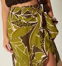 WRAP SKIRT WITH RUFFLE AND TIE