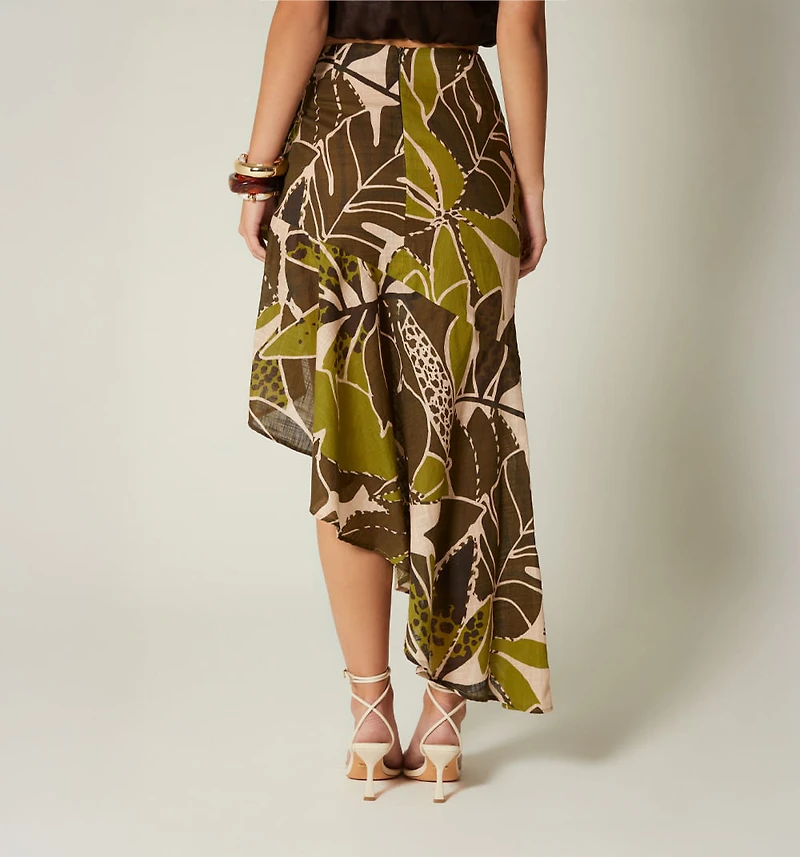 WRAP SKIRT WITH RUFFLE AND TIE