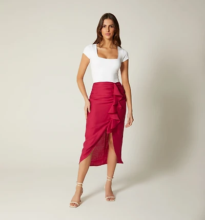 MIDI SKIRT WITH GATHERING