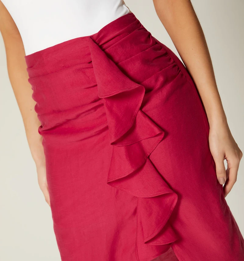 MIDI SKIRT WITH GATHERING
