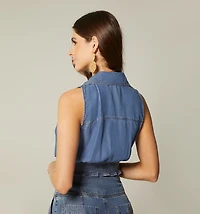 SLEEVELESS BLOUSE WITH WAISTBAND