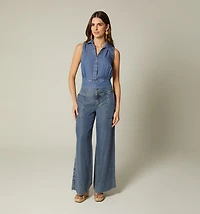 SLEEVELESS BLOUSE WITH WAISTBAND