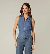 SLEEVELESS BLOUSE WITH WAISTBAND