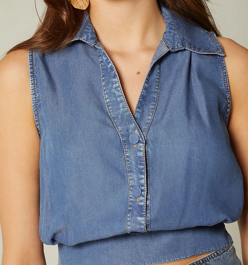 SLEEVELESS BLOUSE WITH WAISTBAND