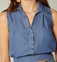 SLEEVELESS BLOUSE WITH WAISTBAND