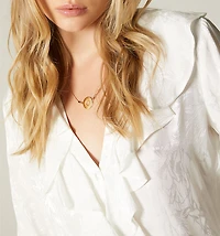 SHIRT BLOUSE WITH CONTRAST PIPING