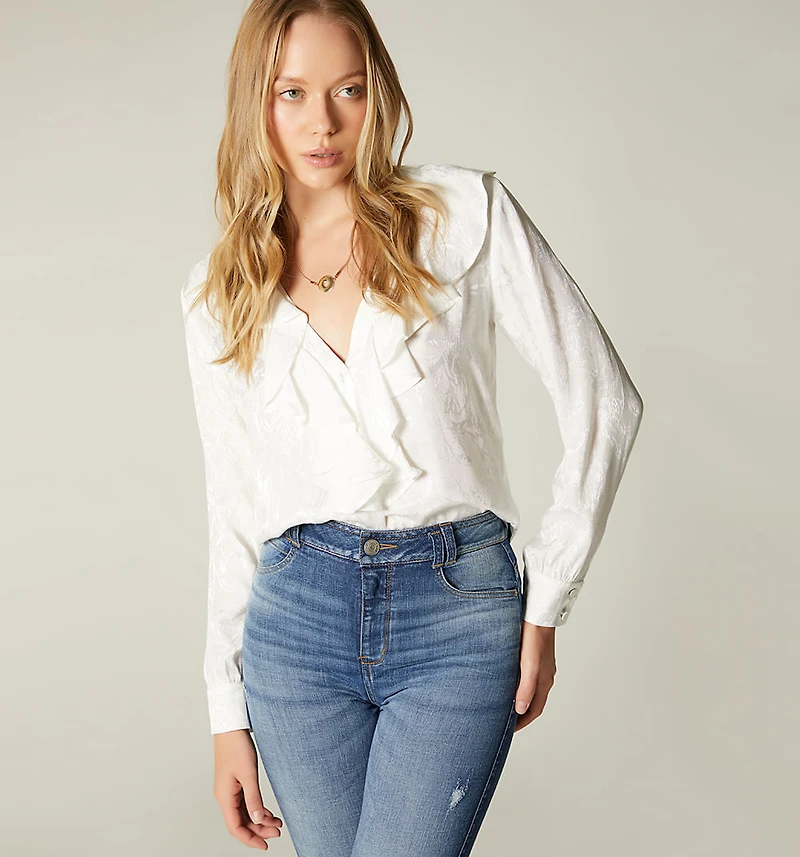 SHIRT BLOUSE WITH CONTRAST PIPING