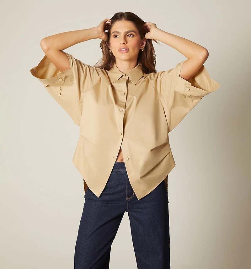 THREE-QUARTER SLEEVE BLOUSE WITH BUTTONING