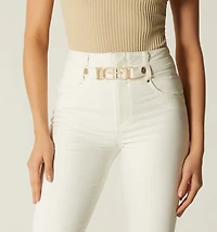 FIVE-POCKET LEATHER EFFECT JEANS