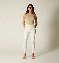 FIVE-POCKET LEATHER EFFECT JEANS