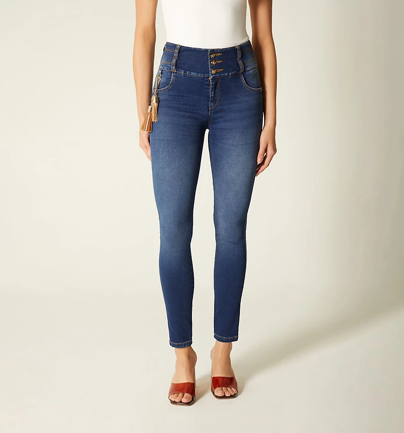 STRAIGHT LEG MID-RISE JEAN WITH TAPE