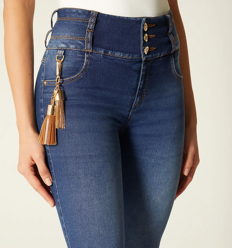 STRAIGHT LEG MID-RISE JEAN WITH TAPE