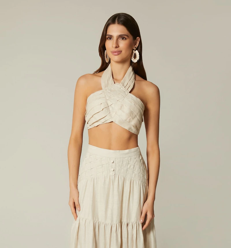 LONG SKIRT WITH CORSET AND PLEATS
