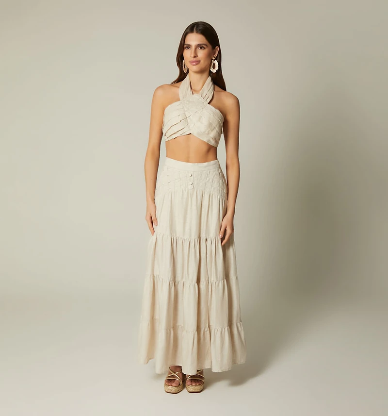 LONG SKIRT WITH CORSET AND PLEATS
