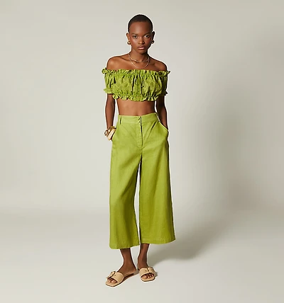 Short Sleeve Lace Front Crop Top