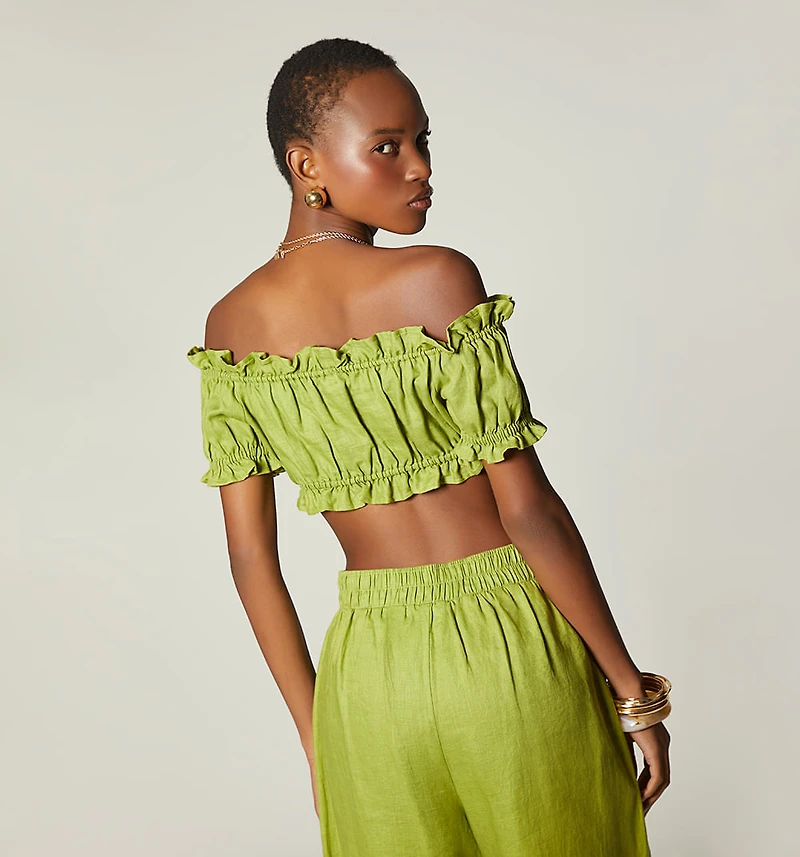 Short Sleeve Lace Front Crop Top