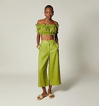 Short Sleeve Lace Front Crop Top