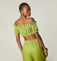 Short Sleeve Lace Front Crop Top