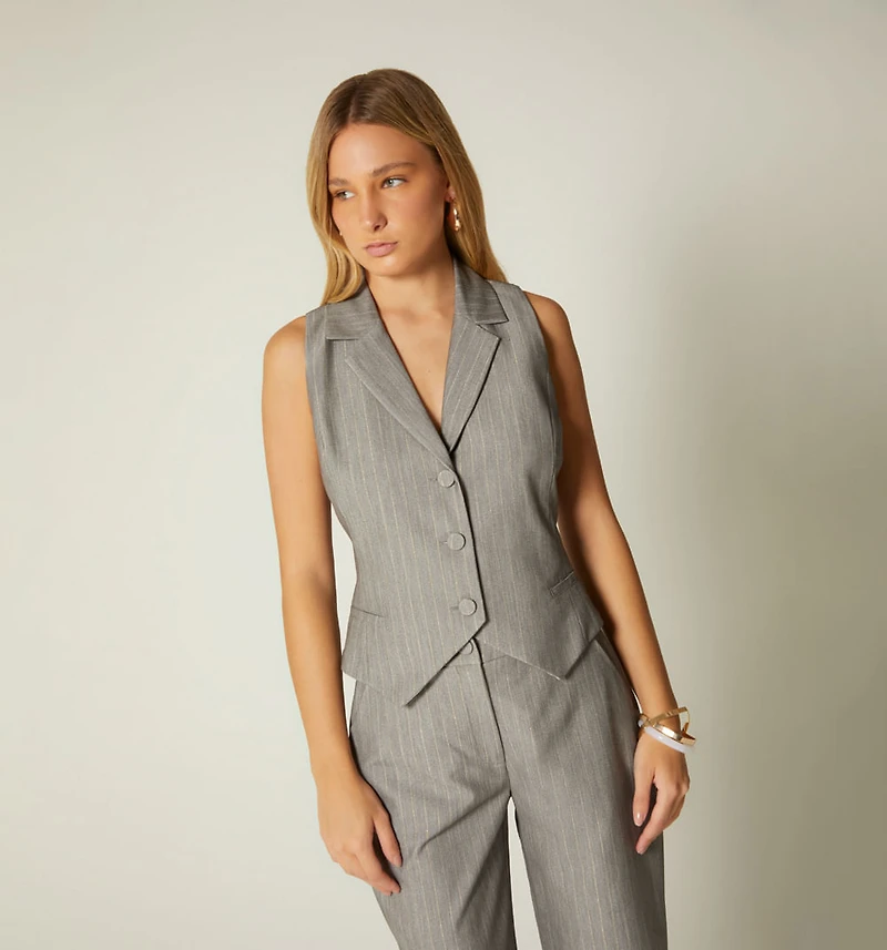 VEST WITH COVERED BUTTONS