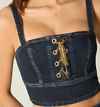 CROP HALTER BLOUSE WITH EYELETS