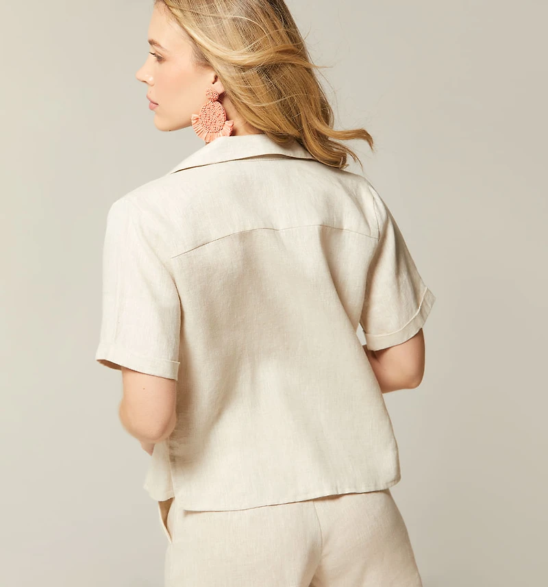 SHORT SLEEVE BLOUSE WITH TIE STRAPS