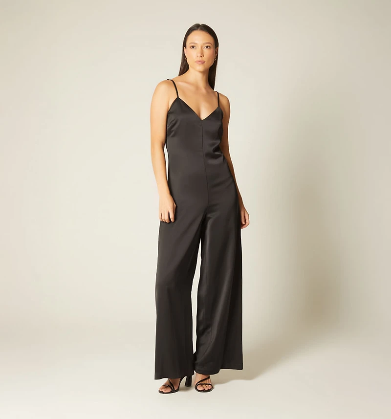 LONG PALAZZO JUMPSUIT V-NECK