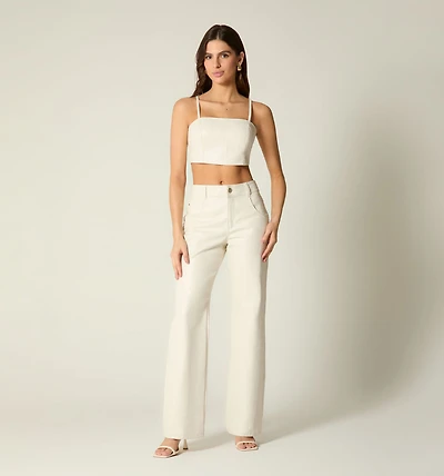 CROCO TEXTURE STRAP CROP TOP BLOUSE