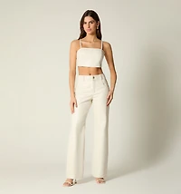 CROCO TEXTURE STRAP CROP TOP BLOUSE