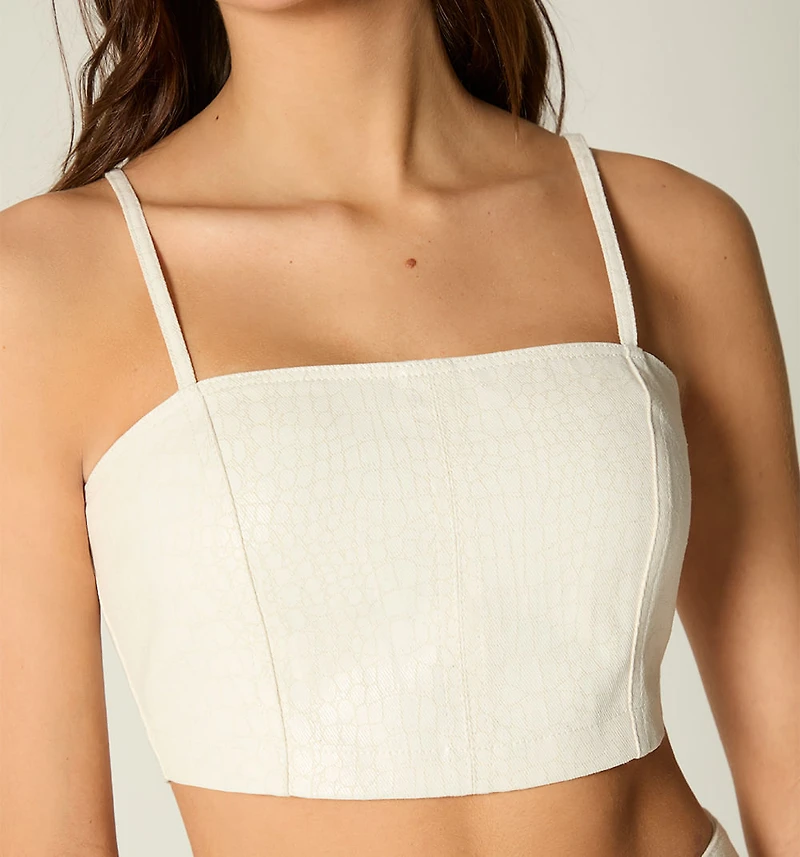 CROCO TEXTURE STRAP CROP TOP BLOUSE
