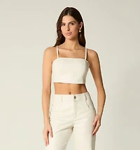 CROCO TEXTURE STRAP CROP TOP BLOUSE