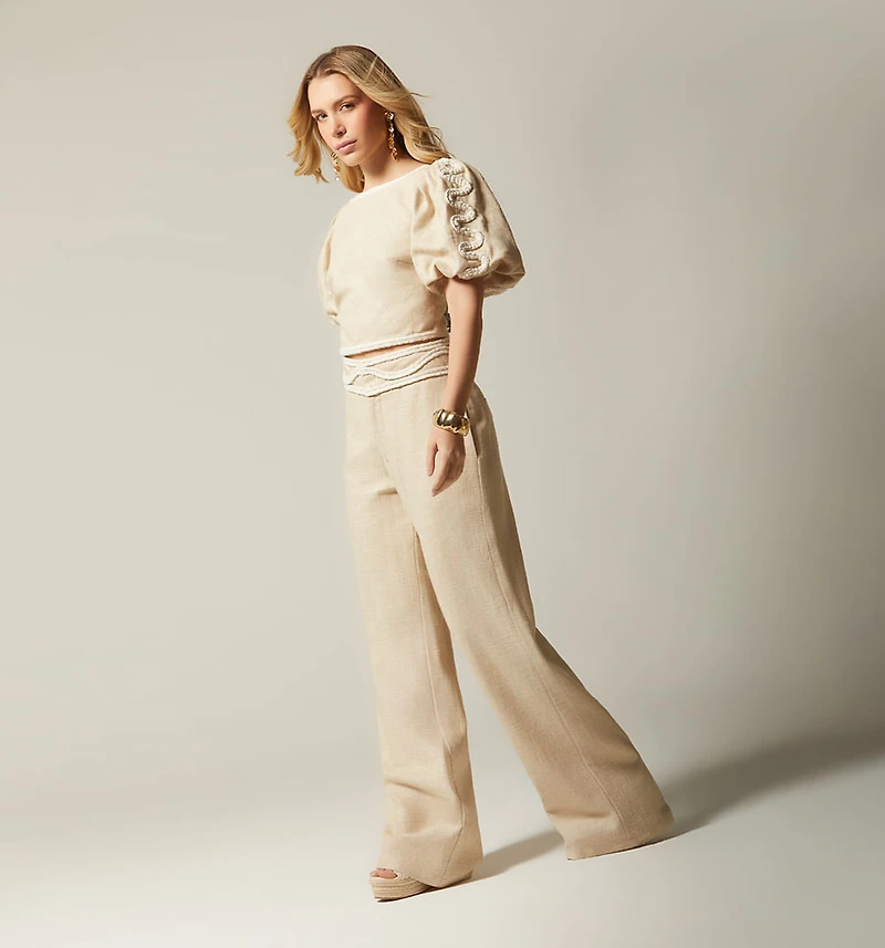 SHORT SLEEVE BLOUSE WITH TIE BACK