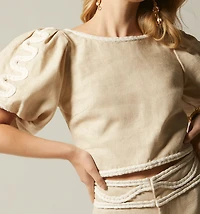SHORT SLEEVE BLOUSE WITH TIE BACK