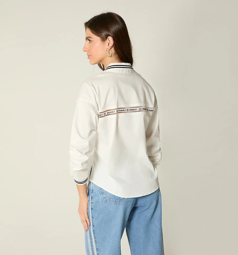 LONG SLEEVE BLOUSE WITH RIBBED CUFFS