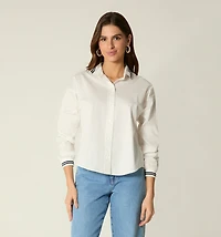 LONG SLEEVE BLOUSE WITH RIBBED CUFFS