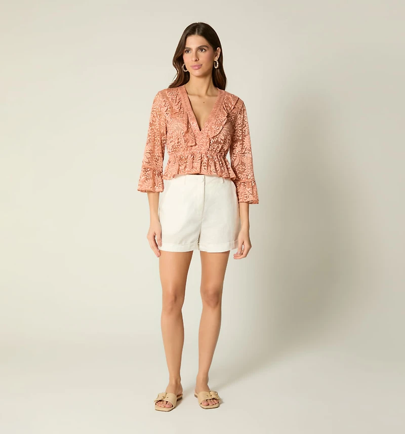 THREE-QUARTER SLEEVE BLOUSE