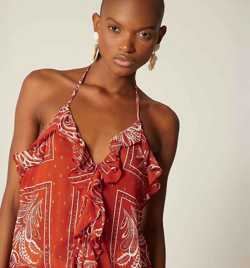 HALTER BLOUSE WITH RUFFLE