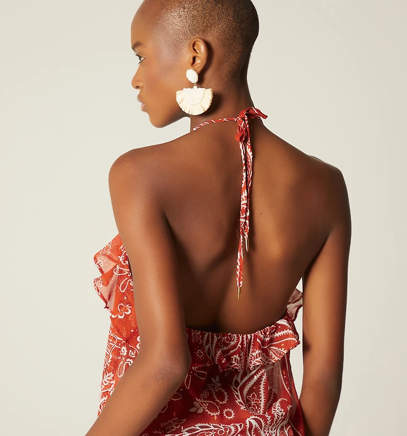 HALTER BLOUSE WITH RUFFLE