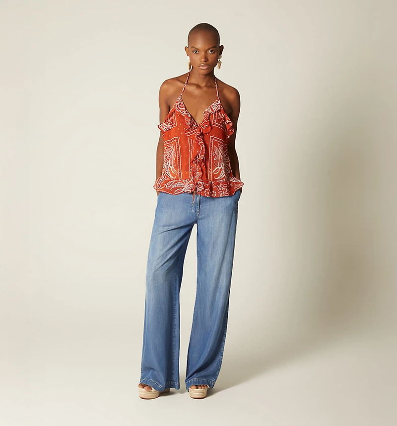 HALTER BLOUSE WITH RUFFLE