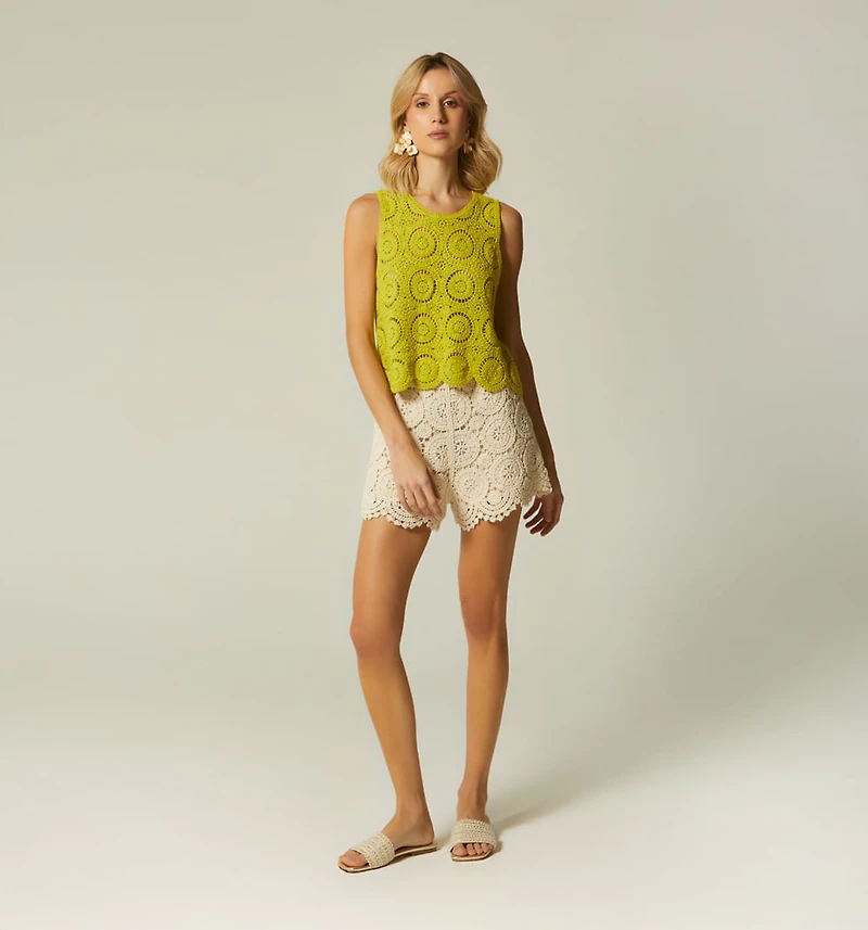 SLEEVELESS CROCHET BLOUSE