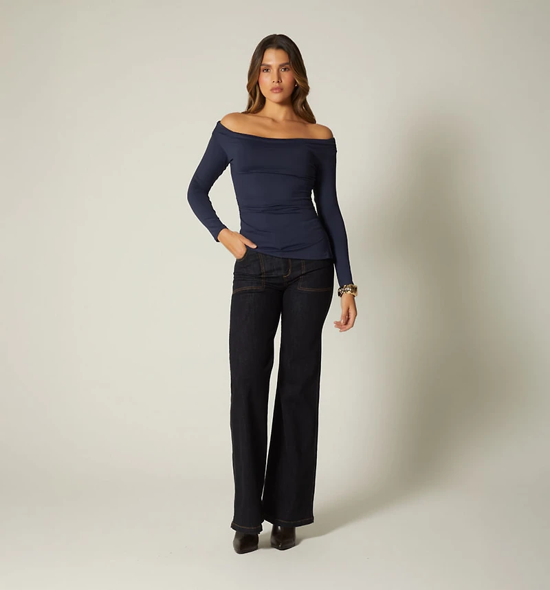 LONG SLEEVE OFF-SHOULDER BLOUSE